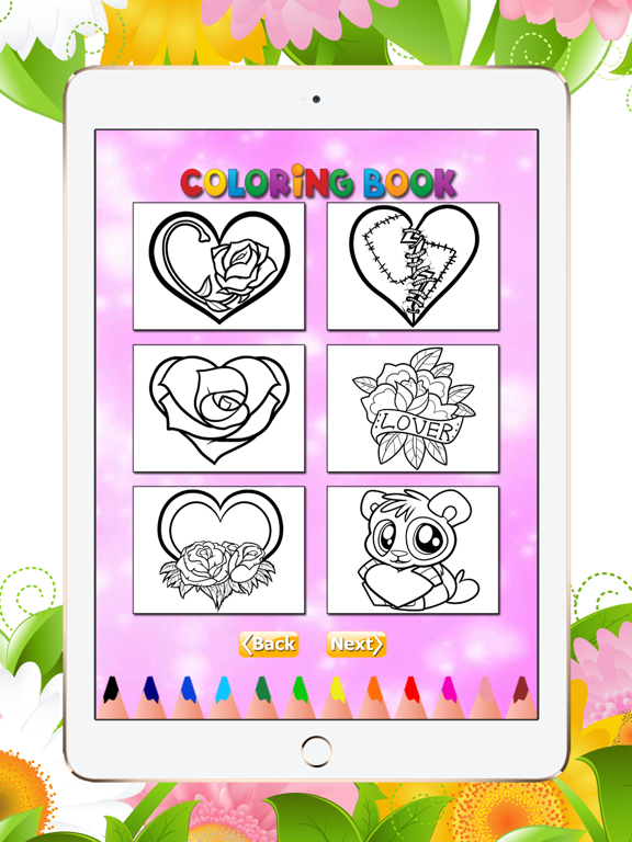 The Valentines Coloring Book: Learn to color and draw Valentine's Day card, Free games for children iPad screenshot