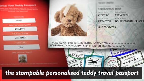 Teddy Bear Passport / Travel Photo Card ID Maker with Travel Stampsのおすすめ画像1