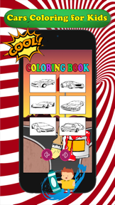Cars Cartoon Coloring Book - Free Games For Kids screenshot