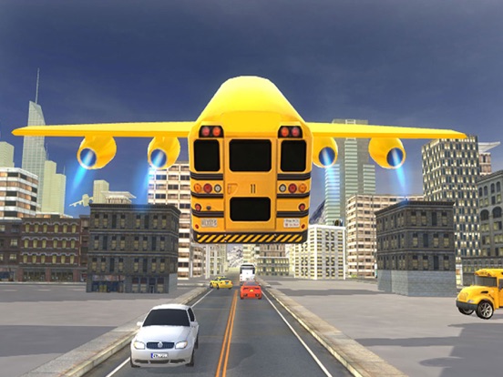 Flying School bus simulator 3D free - school kids iPad screenshot