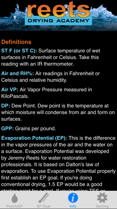 ReetsDryCalc - Reets Drying Psychrometric iPhone screenshot 4 - Productivity app