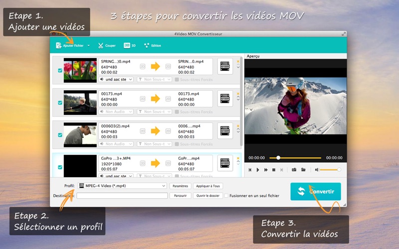 Screenshot #1 pour 4Video MOV Converter - To MP4