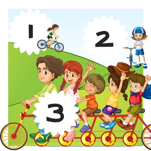 123 Bike Count-ing & Learn-ing Number-s To Ten! Great Kid-s Games Icon