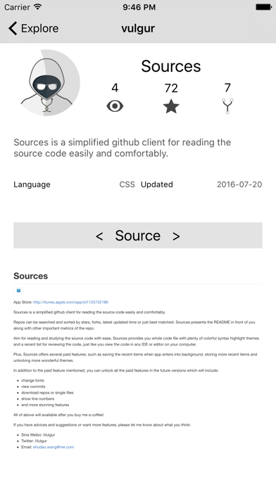 Screenshot #2 pour Sources - Simple code viewer for Github