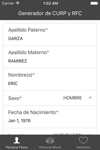 Generador CURP y RFC screenshot 2