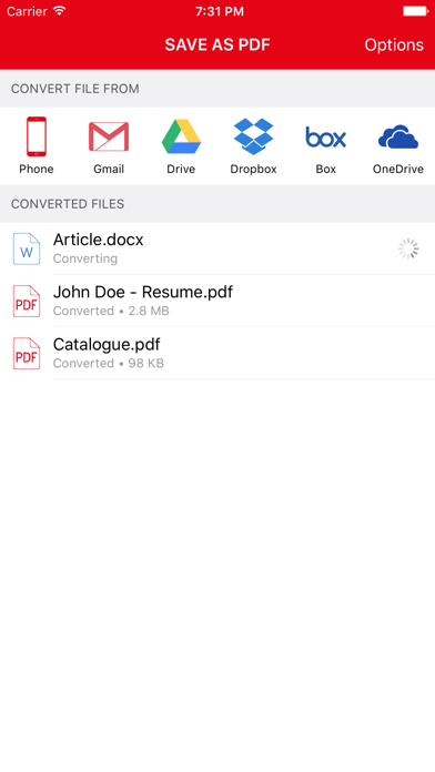 Screenshot #1 pour Save as PDF - from Anywhere - Convert Text, Word, Excel, OpenOffice, LibreOffice and other files to PDF - All in one PDF Converter