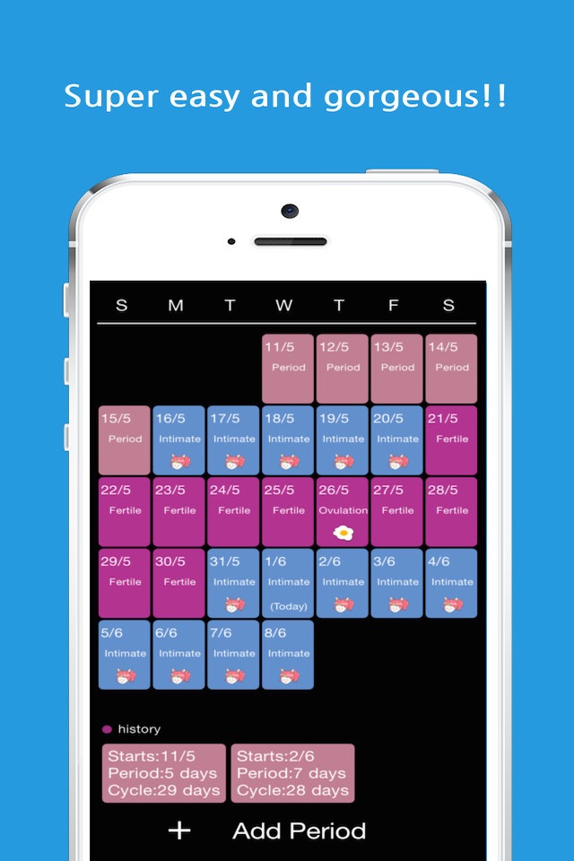 The best Period Tracker-Ovulation Intimate Fertile and Sex Tracker! screenshot 3