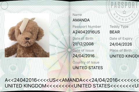 Teddy Bear Passport / Travel Photo Card ID Maker with Travel Stampsのおすすめ画像1