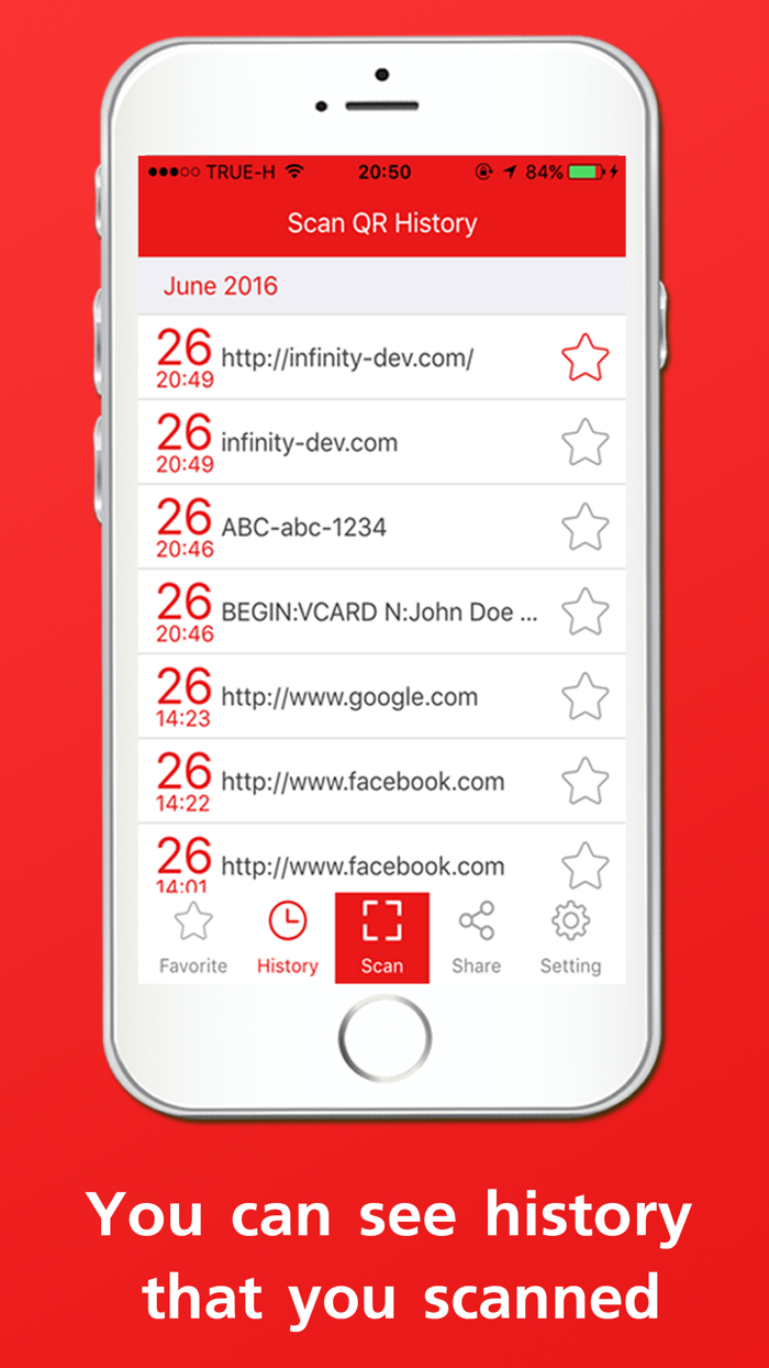 QR and Barcode Scanner History