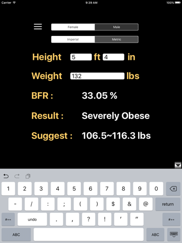 Screenshot #5 pour Body Fat Rate Calculator
