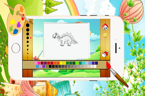 Dinosaur Coloring Book HD 1 - All in 1 Dino Drawing and Painting Colorful for kids games free screenshot 2