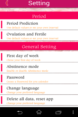 Woman Calendar, fertility,  cycle tracker screenshot 2