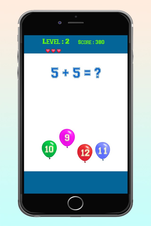 Balloon Math Quiz Addition Answe Games for Kids screenshot 2