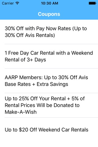 Coupons for Avis Car Rental App screenshot 2