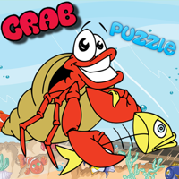 Crab Sea World Animal Jigsaw Puzzle Activity Learning Free Kids Games or 3456 and 7 Years Old