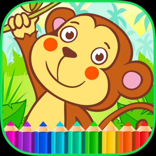 Monkey Jungle Coloring Books Icon