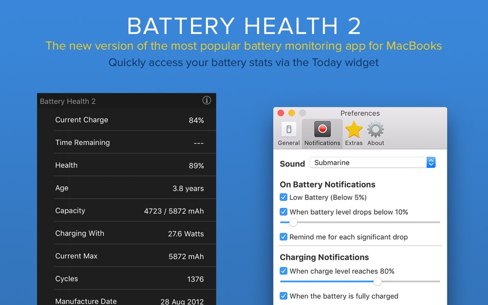 #4. Battery Health 2: Stats & Info (macOS) 来自: FIPLAB Ltd