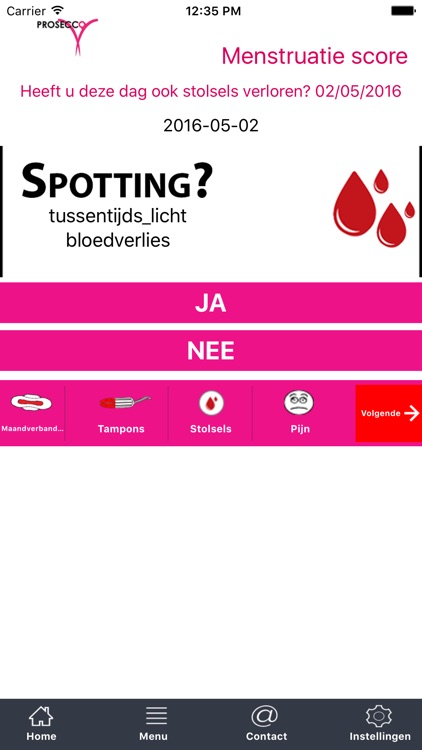 PROSECCO Trial menstruatie score screenshot-3