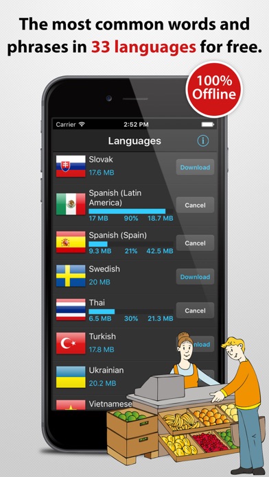 Screenshot #1 pour Phrasebook - over 30 languages
