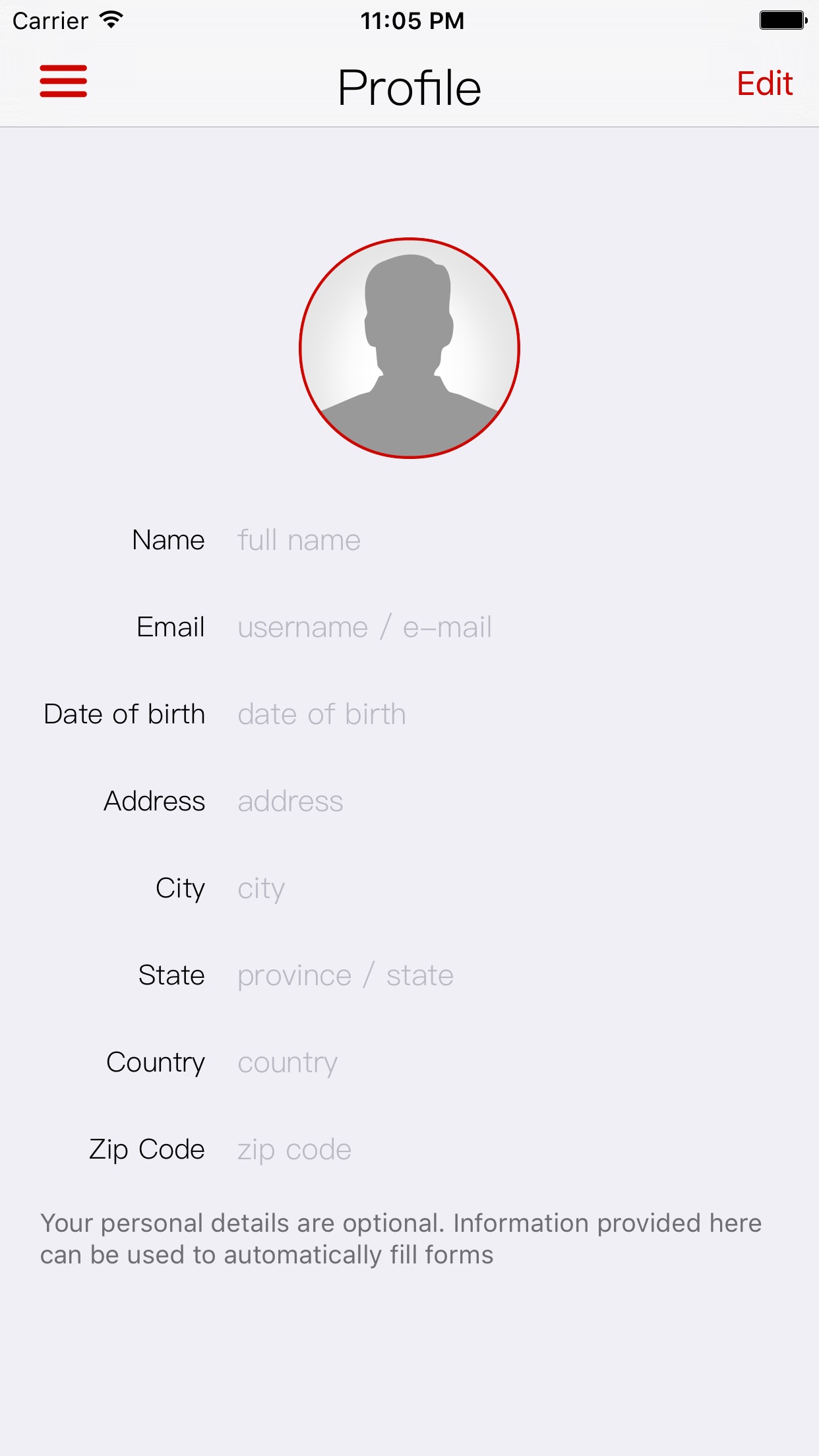 Screenshot do app FingerKey