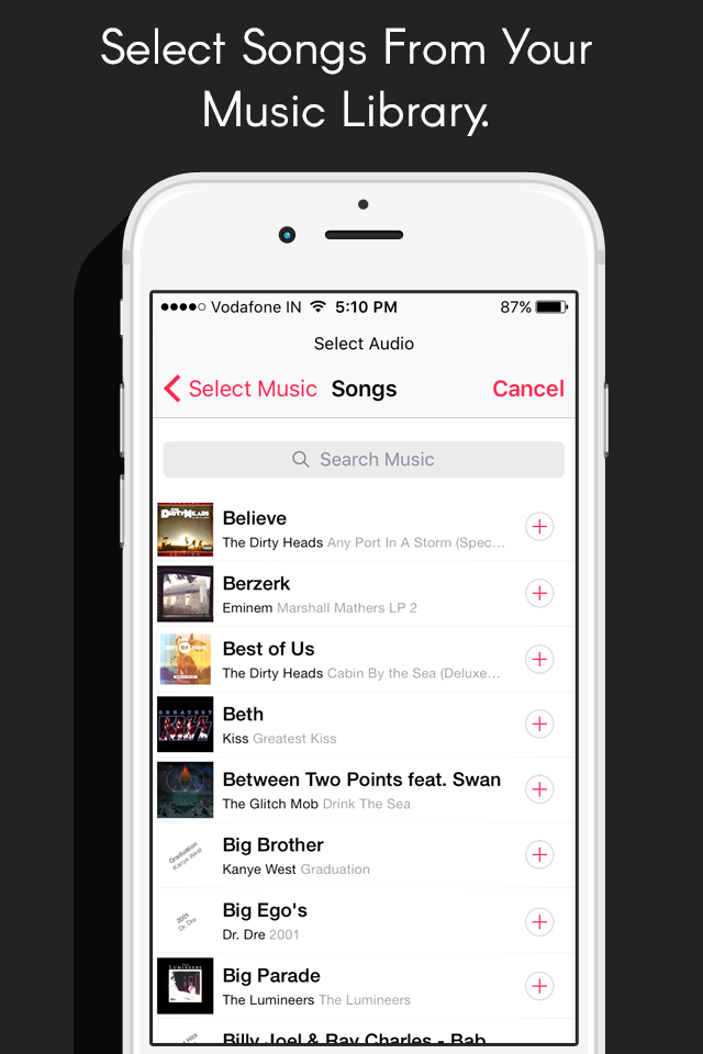 Add Videos to Music - Merge background audio movie maker and video editor free