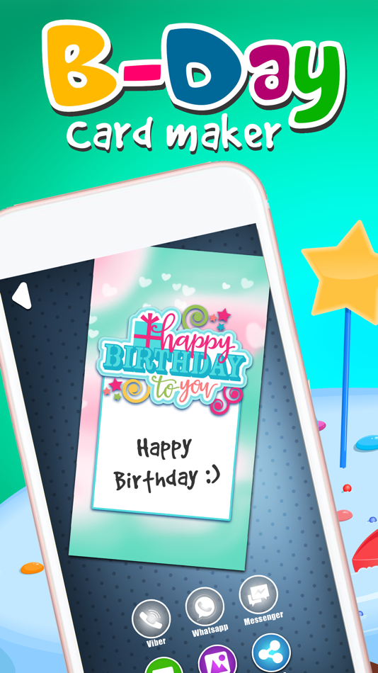 Virtual B-day Card Make.r – Wish Happy Birthday with Decorative Background and Colorful Text - 1.0 - (iOS)