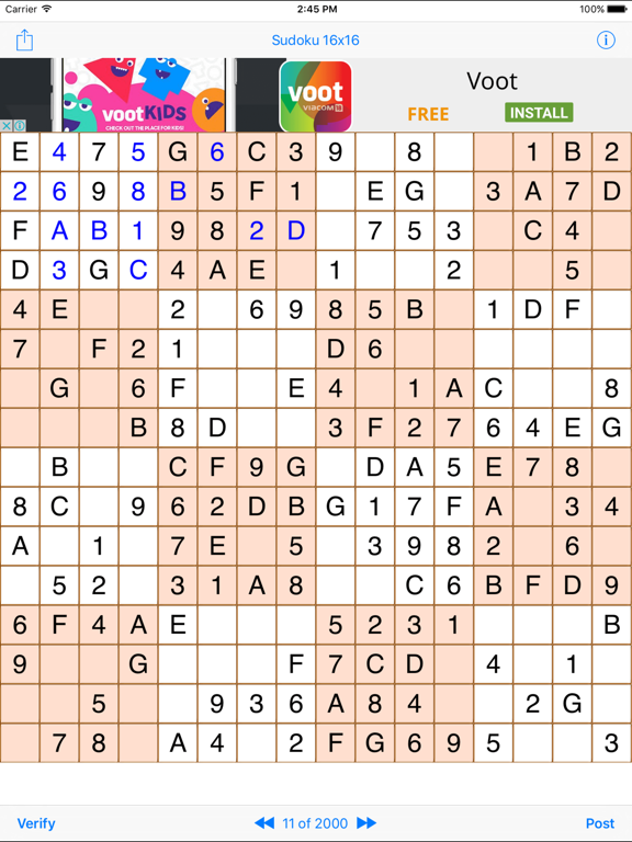 Sudoku 16x16 - Médio 