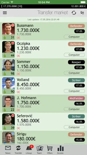 Screenshot von Comunio 2016 auf dem iPhone 1