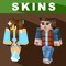 Free Skins for Minecraft PE (Pocket Edition) allows you to choose and apply a skin to your Minecraft character for free with just the touch of a button