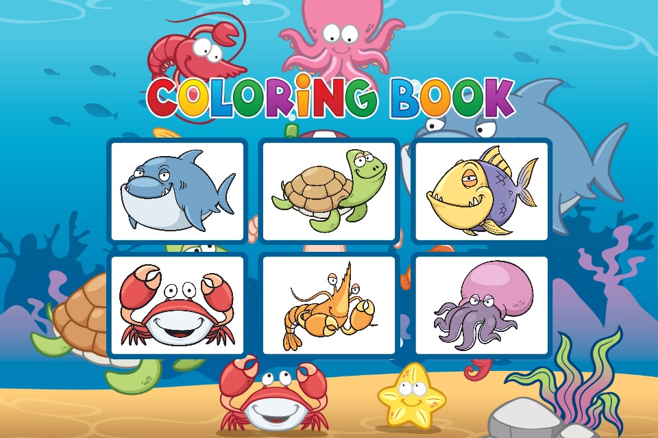 Sea Animals Coloring Book - Painting Game for Kids screenshot 2