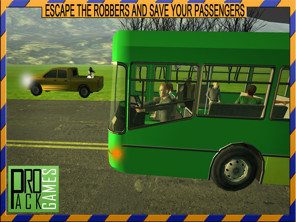 Mountain bus driving & dangerous robbers attack - Escape & drop your passengers safely