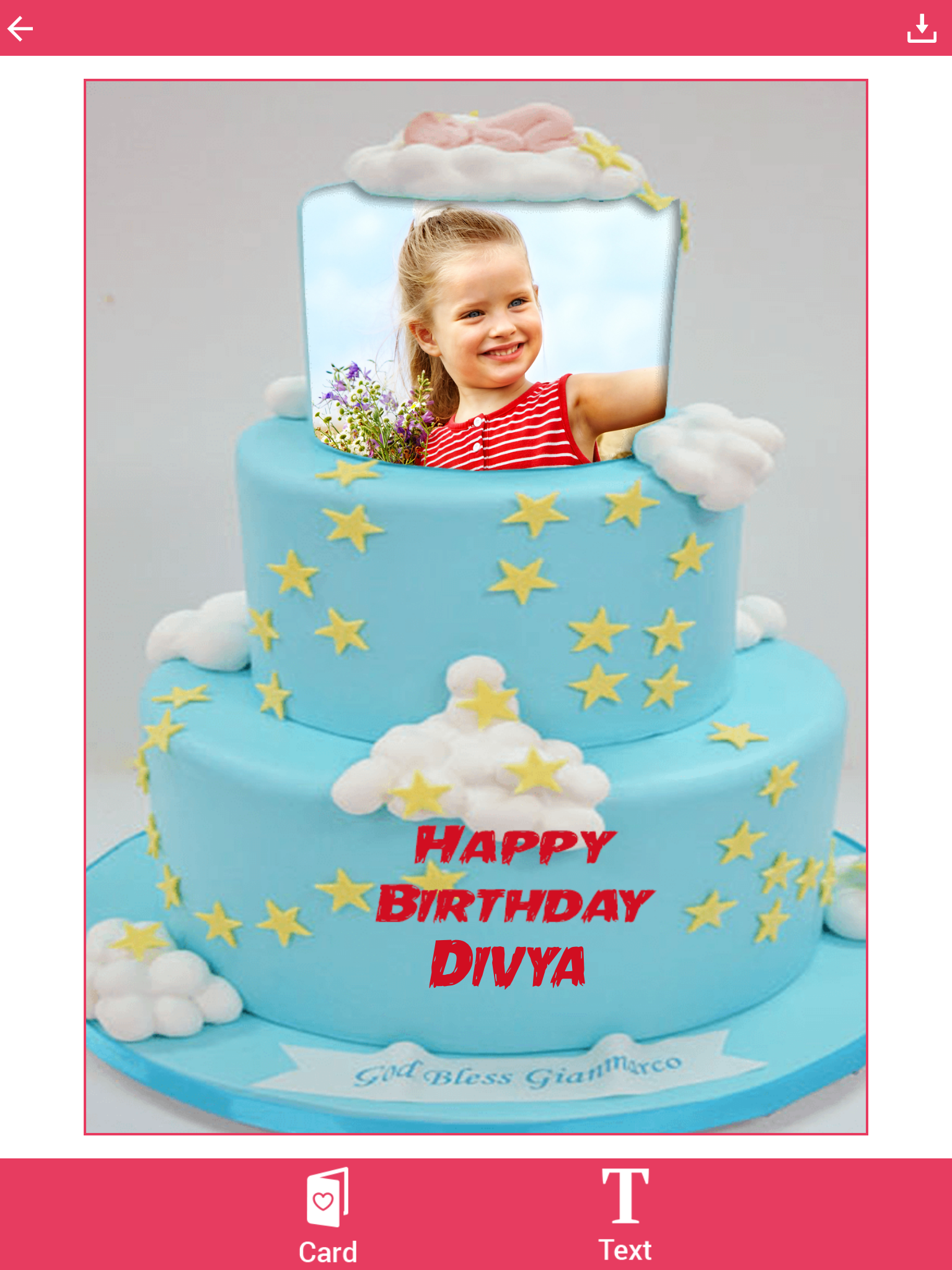 Name and Photo on Birthday Cake