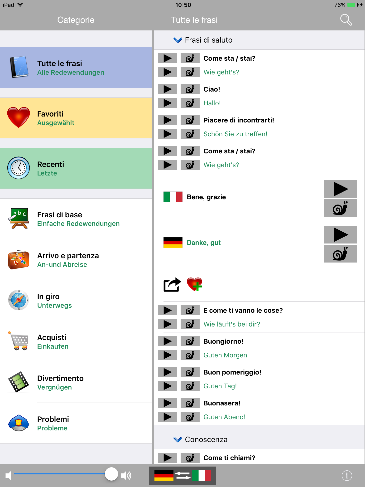 German / Italian Talking Phrasebook Translator Dictionary - Multiphrasebook