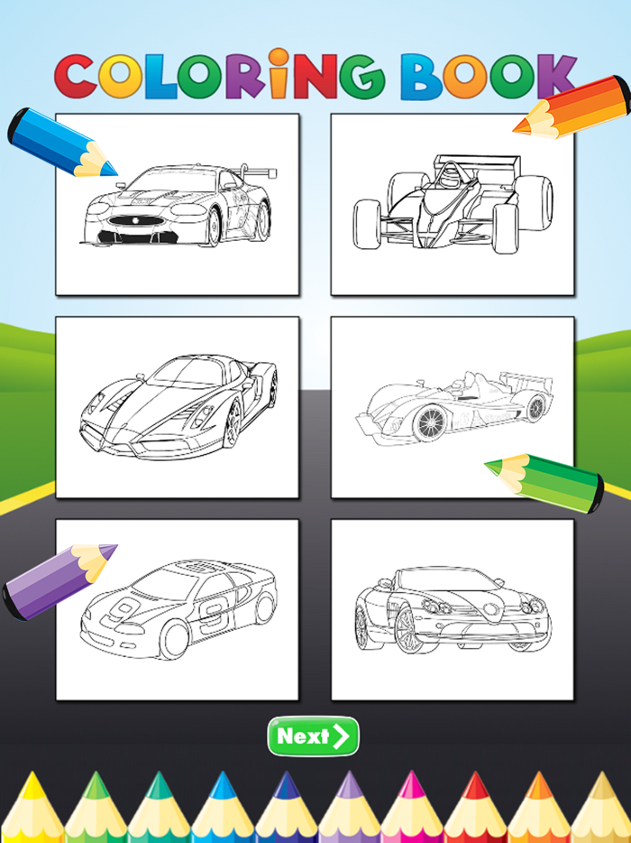 Race Car Coloring Book Super Vehicle drawing game