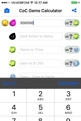 Gems Calc for Clash of Clans screenshot 2