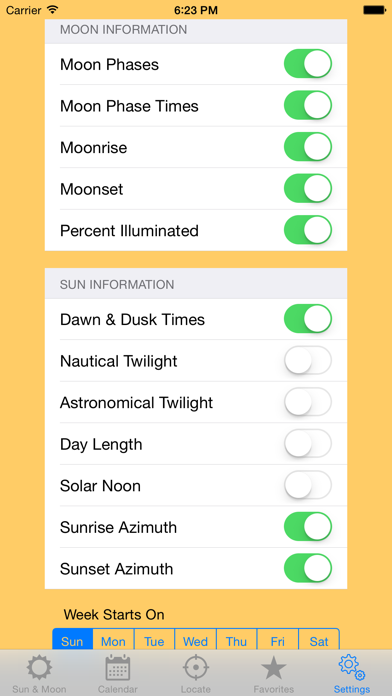 Sun Calendar Screenshot