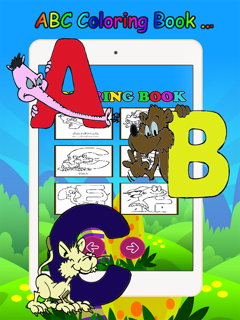 Kids ABC animals Cartoon words Coloring book page screenshot 6