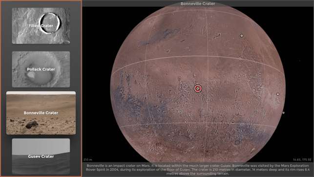 צילום מסך מידע על מאדים