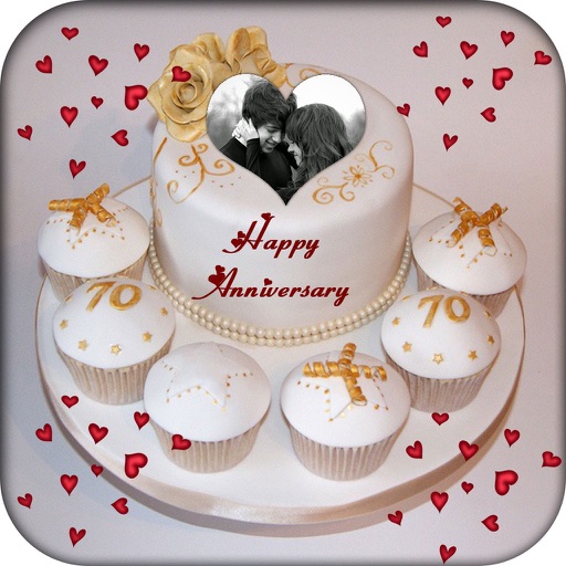 Name and Photo on Anniversary Cake