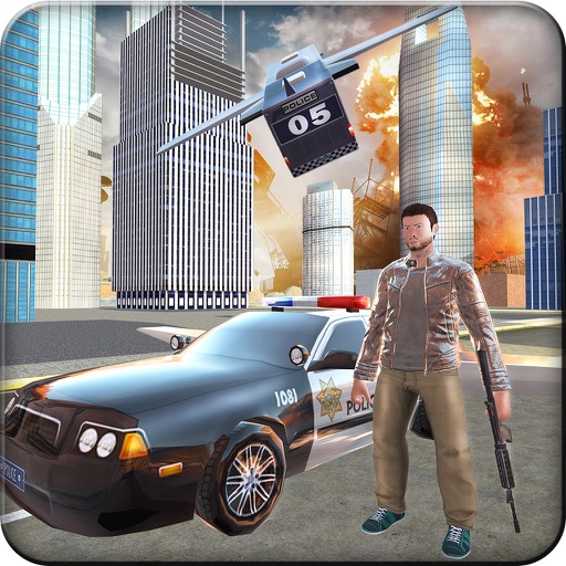 Flying Police Car Gangsters LA - All in One Prison Sniper & Flying Car helicopter iOS App