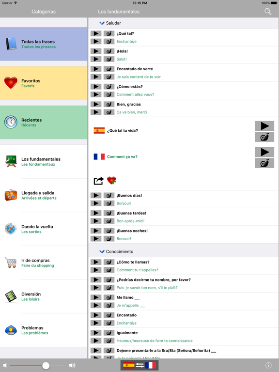 Spanish / French Talking Phrasebook Translator Dictionary - Multiphrasebook iPad screenshot 1 - Travel app