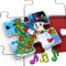 Kids Christmas Jigsaw Puzzle Shapes - educational game for preschool children 3+