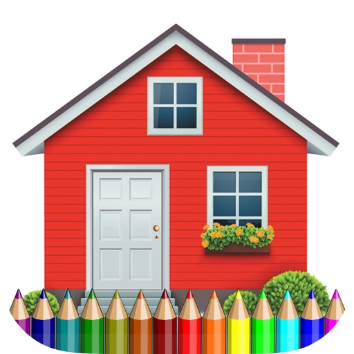 coloring book the house free games for kids icon