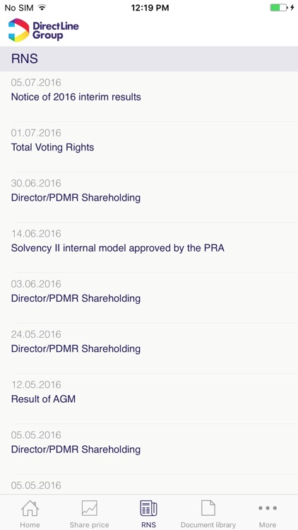 Direct Line Group Investor Relations for iPhone