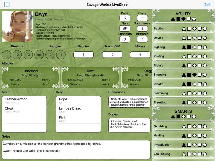 Savage Worlds LiveSheet