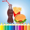 子供のための食品のぬりえ - すべて1図中と無料印刷ページを絵画