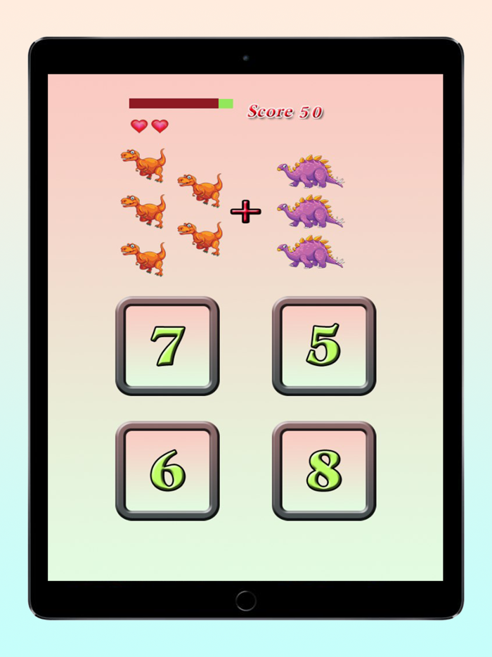 Kindergarten Math Addition Dinosaur World Quiz Worksheets Educational Puzzle Game is Fun for Kids