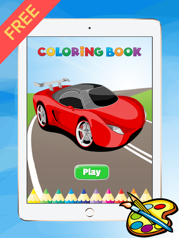Super Car Coloring Book - Vehicle drawing for kid free game, Paint and color games HD for good kid iPad screenshot