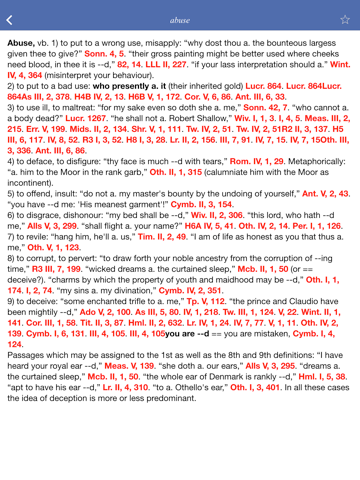 Shakespeare Lexicon and Quotation Dictionary iPad screenshot 4 - Reference app