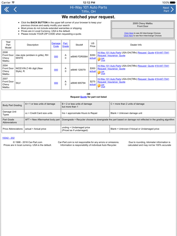 Screenshot #6 pour Hi-Way 101 Auto Parts - Tiffin, OH